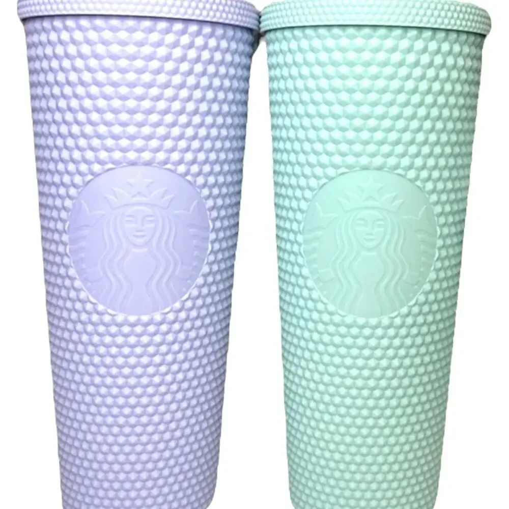 🆕 Starbucks Holiday 2021 Matte Lilac Mint Green Jelly Stud Venti Tumbler Set